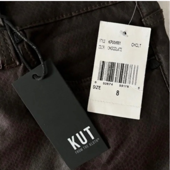 KUT from the Kloth MIA Toothpick Skinny Chocolate Faux Leather Pants / Jeans - Picture 5 of 10